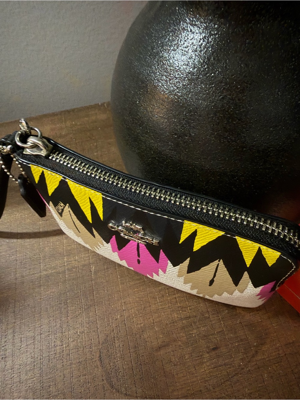 Coach Hawk Feather Design Wristlet - Picture 3 of 12